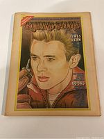 Front cover of 1974 Rolling Stone magazine with illustrated portrait of James Dean on cover.