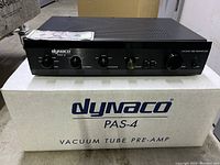 Front view of preamp resting on Dynaco PAS-4 box