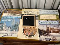 Photo of nine assorted Christmas music vinyl LP albums including Luciano Pavarotti and The Choir of King's College, Cambridge.