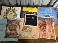 Photo showing six LP albums of religious and classical choral music arranged side by side with Lot 40 label