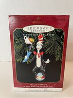 Sealed original box showing the Cat In the Hat Keepsake ornament artwork, highlighting it as a Dr. Seuss Collector's Series item.