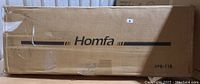 Cardboard box packaging labeled 'Homfa' with model number HPB-118 visible, containing the Galal 5-hook coat rack with storage.