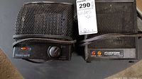 Top view of two space heaters side by side, Honeywell on left and Plug-In Portable Heater on right