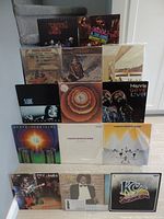 Full lot showing 14 vinyl LP records arranged in rows, some with visible titles and covers showing various R&B artists.