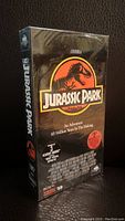 Front view of the sealed Jurassic Park VHS box with original artwork and text.