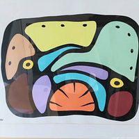Front view of framed abstract painting showing full composition