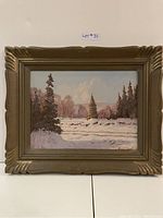 Frontal view of the framed painting showing full composition and frame style.