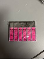 Photo showing six boxed lipsticks labeled 'Matte Last Lip Couture'; unopened and in new condition.