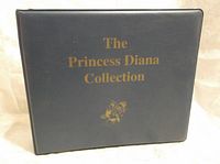 Front view of black binder titled 'The Princess Diana Collection' with gold lettering and rose