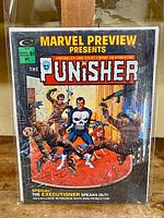 Front cover of Marvel Preview Presents issue 2 comic featuring The Punisher surrounded by armed men, titled America's Greatest Crime Destroyer, priced at $1, published by Curtis.