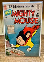 Front cover photo shows the colorful Mighty Mouse character flying, with CBS Television Presents branding and the 10 cent price in the top left corner.