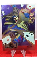 Front of the 1995 Marvel Metal Blaster Gambit trading card showing holographic foil design and character art.