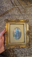 Front view of the small framed art print showing the 'Blue Boy' portrait in an ornate gold frame.