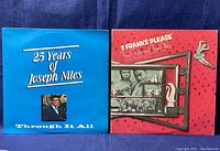 Two vinyl albums side by side showing front covers: '25 Years of Joseph Niles - Through It All' and '2 Franks Please' by Frank Foster and Frank Wes. Covers appear clean and intact under plastic sleeves.