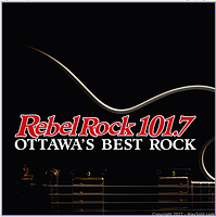 Station logo reading Rebel Rock 101.7 Ottawa's Best Rock