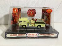 Boston Fire Department die-cast fire engine in original Code 3 Classics packaging