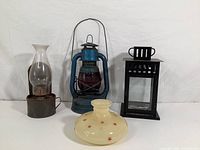 All four vintage lighting items displayed together on a white background.