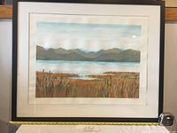 Framed landscape painting showing the overall artwork and frame