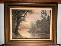 Framed painting showing full composition and frame