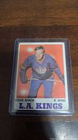 Front of 1970-71 Eddie Shack LA Kings hockey card showing player image and team name.