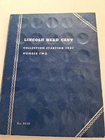Closed view of blue album cover labeled 'Lincoln Head Cent Collection Starting 1941 Number Two'.
