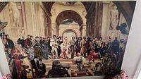 Full view of the canvas print showing the entire artwork depicting iconic film characters grouped in a classical architectural scene.