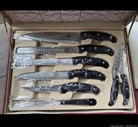 Main tray showing assorted knives and foam cutouts