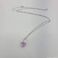 full view of necklace laid flat showing chain and pendant