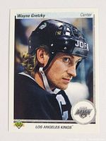 Front of Wayne Gretzky Upper Deck hockey card showing player portrait and team details