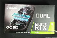 Front of retail box displaying ASUS Dual GeForce RTX OC 6GB branding and Auto-Extreme logo