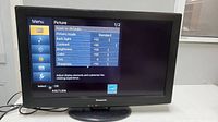 Front view of Panasonic TV screen displaying picture settings menu