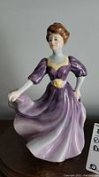 Front and angled view of Royal Doulton 'Jacqueline' HN2333 figurine showing detailed facial features, dress, and posture.