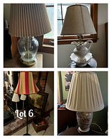 Lot of four assorted lamps showing different styles and bases.