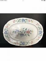 Top view of oval platter showing floral pattern and shape.