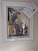 Photo of the framed print 'The Pickle Lady' showing overall condition and framing.