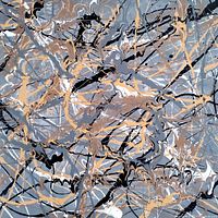 Close-up abstract detail of acrylic brush strokes and splatters.