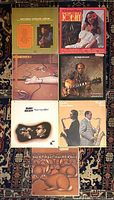 Photo showing all 7 jazz vinyl LP records arranged in a 3x3 layout with 2 empty spots. Covers visible showing artists and titles.