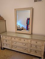 Full front view of dresser with mirror attached