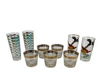 Full set of 9 glasses: 4 highball and 5 lowball tumblers