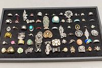 Tray of assorted costume rings showing full lot