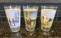 Three Pink Floyd themed pint glasses displayed side by side, each showing different album cover artwork: 'Wish You Were Here', 'Animals', and 'Atom Heart Mother'.
