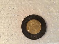 Obverse side showing Queen Elizabeth II with black outer ring and gold core