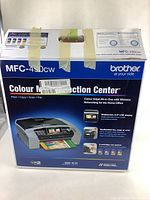 Box of Brother MFC-490cw Colour Inkjet All-in-One Printer showing branding and model number.