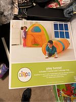 Circo play tunnel and tent set as shown on box with children playing illustration