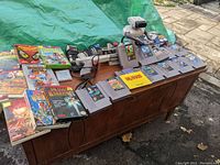 Wide view of table displaying all NES games and accessories