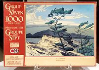 Front of vintage Group of Seven 1000-piece jigsaw puzzle box showing artwork 'White Pine' by A.J. Casson, logo and branding details.