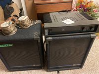 Amplifier and two speaker cabinets with speaker wire