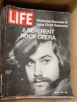 Cover of May 23, 1971 Life magazine showing a black and white portrait of Chris Brown in the role of Christ for 'Jesus Christ Superstar'
