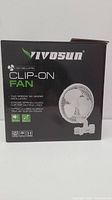 Box of VIVOSUN AeroWave A6 clip-on fan showing front and product details.
