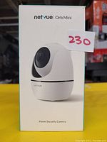 Box of Netvue Orb Mini home security camera showing front view with product image and branding.